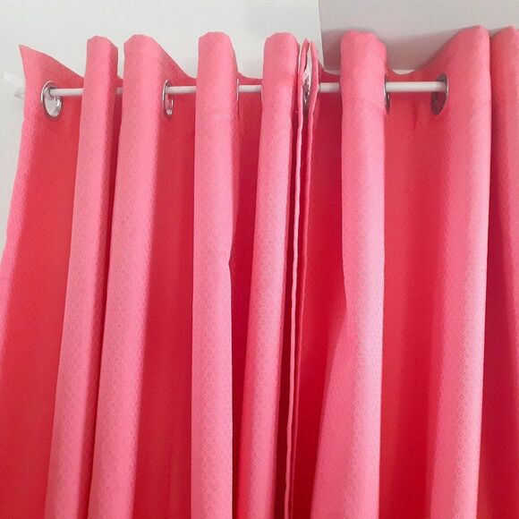 Grommet Top Pink Drapes Heavyweight Window Curtain Set of Two Diamond Pattern - Picture 1 of 10